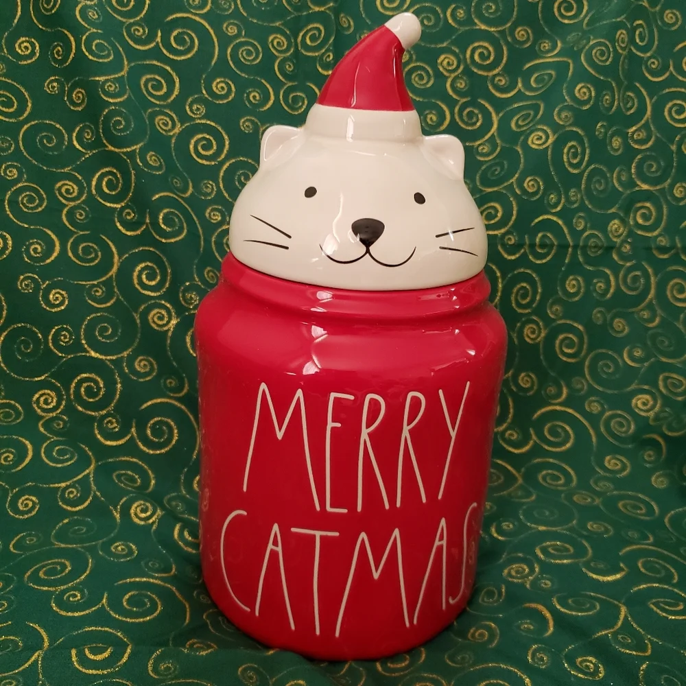 Rae Dunn Merry Catmas canister holiday Christmas cat kitty